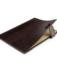 A4 leather document folder, brown croc, inside view