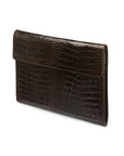 Leather envelope folder, brown croc, front