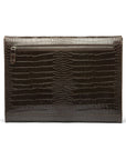 Leather envelope folder, brown croc, back