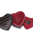 Leather heart shaped jewellery box, brown croc, inside