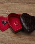 Leather heart shaped jewellery box, brown croc, lifestyle