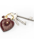 Leather heart shaped key ring, brown croc