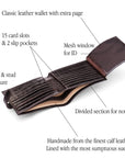 Leather wallet with tab closure, brown croc, features