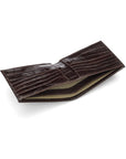 Brown Croc Compact Leather Billfold Wallet With RFID Protection