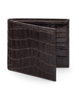 Brown Croc Compact Leather Billfold Wallet With RFID Protection