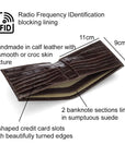 RFID leather wallet for men, brown croc, features