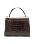 Leather top handle bag, Burnett bag, brown croc, back view