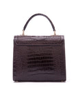 Leather signature Morgan bag, brown croc, back view