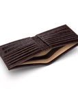 Men's leather billfold wallet, brown croc, inside