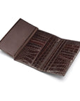 Men's tall leather wallet with 24 CC, brown croc, inside