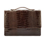 Small leather briefcase, brown croc, front