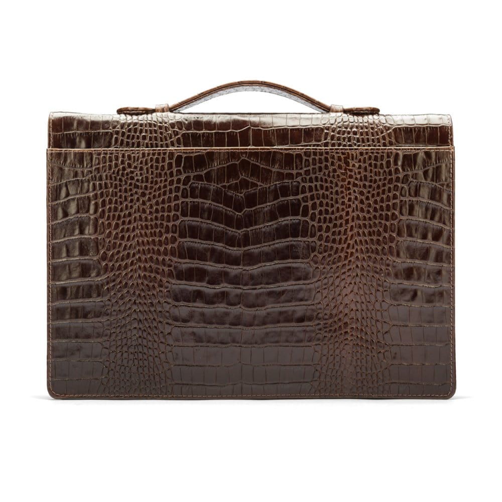 Small leather briefcase, brown croc, back