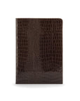 Simple leather document folder, brown croc, front