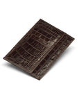 Brown Croc Slim Flat Leather Pocket Jotter Card Wallet