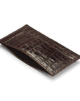 Brown Croc Tall Flat Leather Wallet With 8 CC