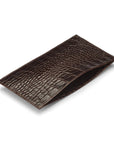 Brown Croc Tall Flat Leather Wallet With 8 CC