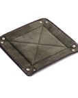 Leather valet tray, brown croc with green, flat