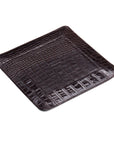 Leather valet tray, brown croc with green, flat base