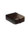 Leather accessory box, brown croc, front