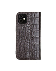 Brown Croc With Red Leather iPhone 12 Mini Wallet Case 