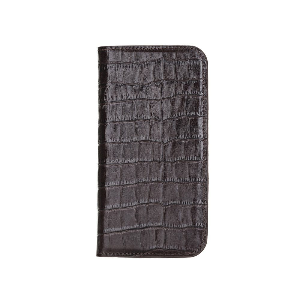Brown Croc With Red Leather iPhone 12 Pro Max Wallet Case