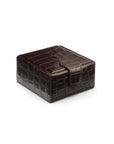 Leather jewellery box, brown croc, front