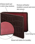 Leather Oyster card holder, brown croc with red, features