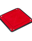 Leather valet tray, brown croc with red, flat