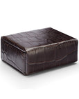 Small leather accessory box, brown croc with red, front