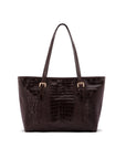 Women's leather 13" laptop workbag, brown croc, front