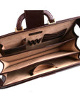 Gladstone doctor's briefcase, brown, inside view