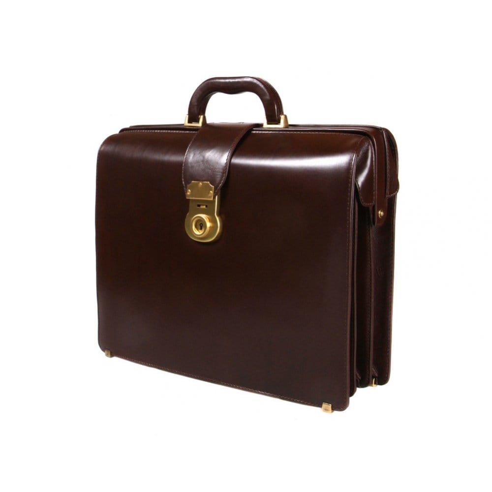 Gladstone doctor's briefcase, brown, side view