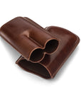 Double leather cigar case, brown, inside