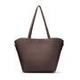 Leather tote bag, brown, front view