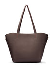 Leather tote bag, brown, front view