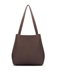 Leather tote bag, brown, front view 2