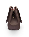 Leather tote bag, brown, side view 2