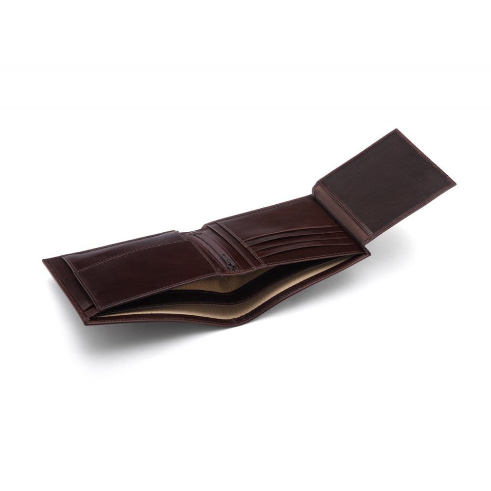 Leather coin wallet, brown, interior