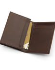 Expandable leather business card case, brown, inside