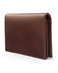 Expandable leather business card case, brown, side