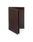 Expandable leather business card case, brown, front