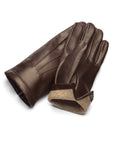 Cashmere lined leather gloves men's, brown