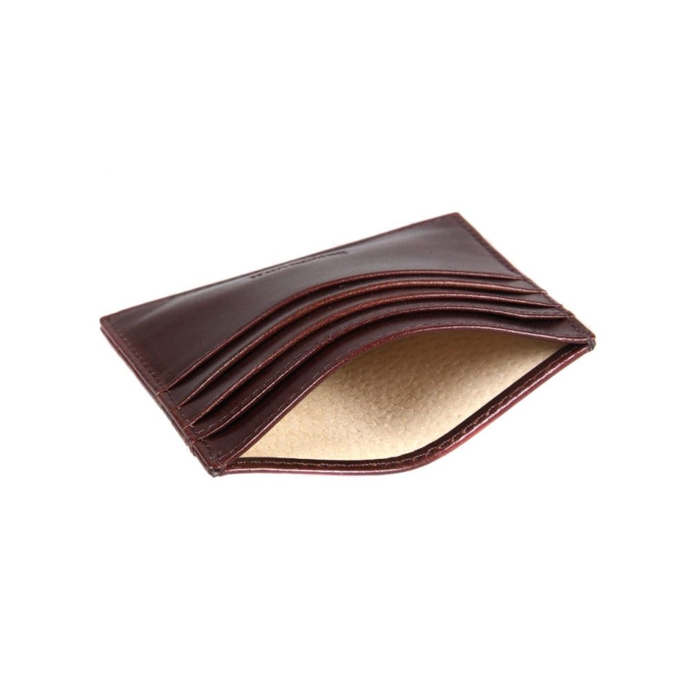 Brown Flat Leather 8 Credit Card Wallet
