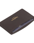 Brown Flat Leather Credit Card Case With RFID Blocking Lining