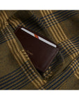 Brown Flat Leather Credit Card Case With RFID Blocking Lining