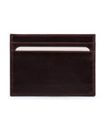 Flat leather credit card wallet 4 CC, brown, front