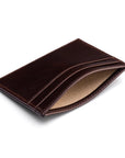 Flat leather credit card wallet 4 CC, brown, inside