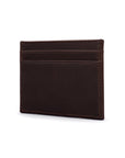 Flat leather credit card wallet 4 CC, brown, side