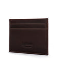 Flat leather credit card wallet 4 CC, brown, back