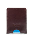 Flat magnetic leather money clip card holder, brown, back